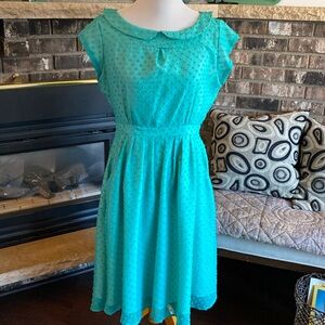 SHABBY APPLE boutique retro-style dress. Adorable green blue flecked fabric.